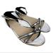 J. Crew Shoes | J. Crew Elsa Piped Silver Metallic Strappy Sandals Flats Sz 7.5 | Color: Silver | Size: 7.5