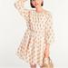 J. Crew Dresses | J Crew Smocked-Waist Mini Dress In Gathered Floral Block Print 3/4 Sleeve | Color: Orange/White | Size: Xs