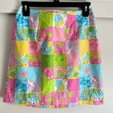 Lilly Pulitzer Skirts | Lilly Pulitzer Rainbow Patch Lined Skirt Multicolor Floral/Fruit Pocket Size 2 | Color: Blue/Pink | Size: 2