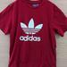 Adidas Shirts | Adidas Trefoil Mens Short Sleeve Crewneck T Shirt Red Large Cotton Logo Spellout | Color: Red | Size: L