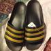 Adidas Shoes | Adidas Men's Adilette Aqua Black & Gold Slides - Size 12 - New In Box | Color: Black/Gold | Size: 12