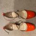 J. Crew Shoes | Jcrew Orange & Tan Patent Leather Pumps. Very Little Wear, Sz 6.5 | Color: Orange | Size: 6.5