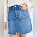 Madewell Skirts | Madewell Rigid Distressed Denim A-Line Mini Skirt Medium Wash Cotton Sz 28 | Color: Blue | Size: 28