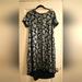 Lularoe Dresses | Lularoe Carly Metallic Floral Hi-Low Dress (Sz L) | Color: Black/Silver | Size: L