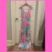 Lilly Pulitzer Dresses | Lilly Pulitzer Tria Maxi Dress Turquoise Let's Cha Cha | Xs | Color: Blue/Pink | Size: Xs