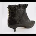 Anthropologie Shoes | Anthropologie Emma Go Bronze Black Ruffle Kitten Heel Boots Booties 37 New Rare | Color: Black/Brown | Size: 7.5