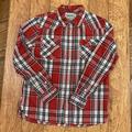 Levi's Shirts | Levis (Two Horse Brand) Pearl Snap Shirt Long Sleeve Plaid Mens Size Large | Color: Blue/Red/Tan/White | Size: L