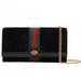 Gucci Bags | New Gucci Ophidia Suede Web Stripe Leather Wallet On Chain Crossbody Bag | Color: Black | Size: Os