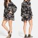 Free People Dresses | Free People Black White Floral Foil Long Sleeve Mini Swing Tunic Dress Small | Color: Black/White | Size: S