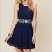 Free People Dresses | Free People Cutout Daisy Waist Navy Dress Size 12 | Color: Blue/White | Size: 12