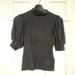 Free People Tops | Free People Mock Neck Puff Sleeve Knit Top Sz S | Color: Black | Size: S