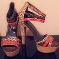 Jessica Simpson Shoes | Jessica Simpson Sexy Jungle Cork Heeled Sandal | Color: Brown/Red | Size: 9