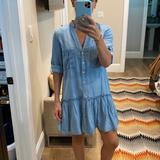Zara Dresses | Adorable Nwt Zara Chambray Dress W Ruffle Hem Xs | Color: Blue | Size: Xs
