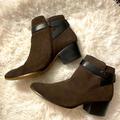 Coach Shoes | Coach Patricia Boot Heels Brown Suede Metal Twist Buckle & Black Straps Sz 8 .5 | Color: Black/Brown | Size: 8.5