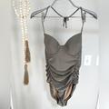 J. Crew Swim | J. Crew One Piece Swimwear Swimsuit Ruched Vintage Size 6 Tan Taupe Gray Nwot | Color: Gray/Tan | Size: 6