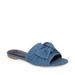 Tory Burch Shoes | $280 Tory Burch Annabelle Bow Slide Sandal Flat Slip On Denim Chambray 6 (D7) | Color: Blue | Size: 6