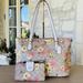 Coach Bags | Coach In Signature Floral Print Tote/ Tech Wallet Im/Light/Khaki/Multi Nwt Women | Color: Tan | Size: Os