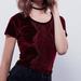 Free People Tops | Free People Red Velvet Short Sleeve Baby Tee Size Medium | Color: Red | Size: M