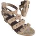 Gucci Shoes | Gucci Nude Suede Gladiator Silver Studded Zip Up Ankle Strappy Sandal 6 | Color: Silver | Size: 6