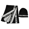 Michael Kors Accessories | Michael Kors Logo Unisex Beanie Hat & Scarf 2 Piece Set Black $158 | Color: Black/White | Size: Os