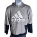 Adidas Tops | Adidas Womens Logo Hoodie Size Large Essentials Fleece Gray Blue White Ribbed | Color: Black/Gray | Size: L