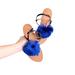 Anthropologie Shoes | Anthropologie Cheery Pom Leather Sandal Blue Tan Black Sz 7 | Color: Blue/Tan | Size: 7