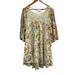 Free People Dresses | Free People Womens Multicolor Floral Round Neck Bell Sleeve Mini Dress Size M | Color: Cream/Green | Size: M