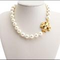 Tory Burch Jewelry | - Tory Burch Gold Roxanne Pearl Logo Necklace | Color: Gold | Size: Os