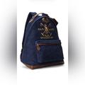 Polo By Ralph Lauren Bags | Crest Leather Trim Corduroy Backpack | Color: Blue/Brown | Size: Os