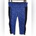 Athleta Pants & Jumpsuits | Athleta Floral Prints Blue Purple Crop Athleisure Leggings Ruched Sides Size L | Color: Black/Blue | Size: L