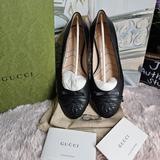 Gucci Shoes | Gucci Double G Leather Ballet Flats Size 5.5 In Black Color. Brand New In A Box | Color: Black | Size: 5.5