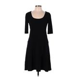 Connected Apparel Cocktail Dress - A-Line Scoop Neck 3/4 sleeves: Black Solid Dresses - Women's Size 10