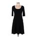 Connected Apparel Cocktail Dress - A-Line Scoop Neck 3/4 sleeves: Black Print Dresses - Women's Size 10