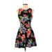 Soprano Casual Dress - A-Line Crew Neck Sleeveless: Black Floral Dresses - Women's Size X-Small