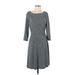 Lands' End Casual Dress - A-Line Scoop Neck 3/4 sleeves: Gray Dresses - Women's Size X-Small