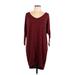 Old Navy Casual Dress - Mini V-Neck 3/4 sleeves: Burgundy Marled Dresses - Women's Size Large