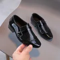 Chaussures de Spectacle Astronomique en Cuir pour Enfant Garçon et Fille Souple Noir Fleur à la