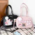 Sac à main en cuir PU pour femmes sac à bandoulière japonais sac Transparent fourre-tout JK