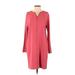 The Limited Casual Dress - Shirtdress V Neck Long sleeves: Burgundy Solid Dresses - Women's Size Small