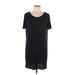 Nordstrom Rack Casual Dress - Mini Scoop Neck Short sleeves: Black Print Dresses - Women's Size Large