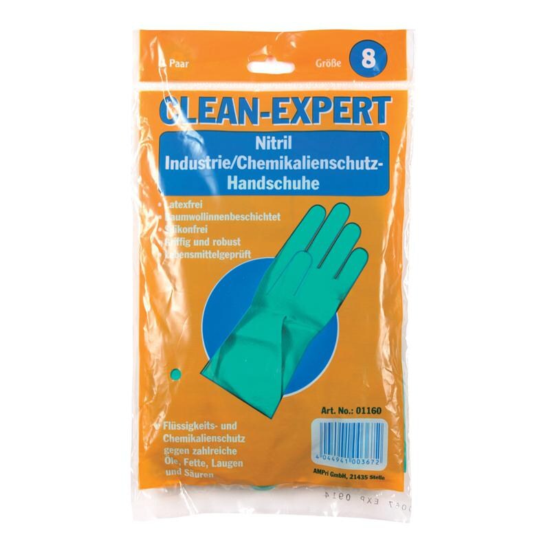 AMPri Clean Expert Nitrilhandschuhe antiallergisch, latexfrei, grün, Länge 32 cm Gr. XL Image