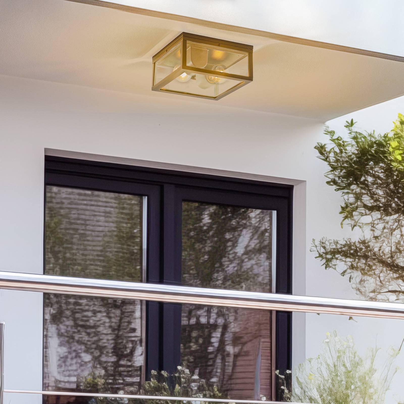 Lindby Kremena Außen-Deckenleuchte, schwarz Lindby, dimmbar, schwarz, Aluminium, Modern, Deckenlampe