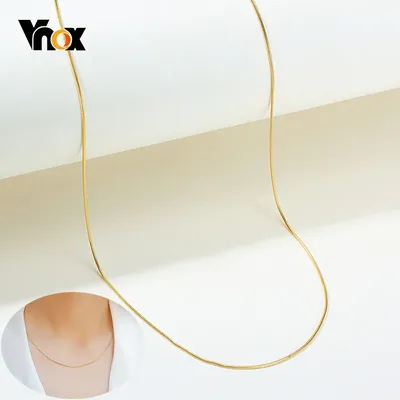 Vnox 1 MM Dünne Schlange Kette Halsketten für Frauen Gold Farbe Edelstahl Halsreif Schmuck 18"