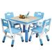 Kids Table and Chairs Set, Height Adjustable Desk with 4 Seats
