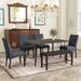 6-Piece Wood and Metal Dining Set, Dining Table with Metal Legs, 4 Upholstered Dining Chairs and 1 Bench