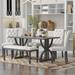 6-Piece Dining Set, Rectangular Dining Table, 4 Upholstered Dining Chairs, 1 Bench with Padded Seat for Dining Room