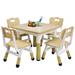 Kids Table and Chairs Set, Height Adjustable Desk with 4 Seats