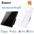 Aubess WiFi Smart Switch 1/2/3/4 Gang US/EU Light Switch Need Neutral Wire Tuya Smart Life APP