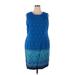 DressBarn Casual Dress - Mini Crew Neck Sleeveless: Blue Dresses - Women's Size 18