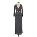 Flynn Skye Casual Dress - Formal V Neck 3/4 sleeves: Black Print Dresses - Women's Size Medium